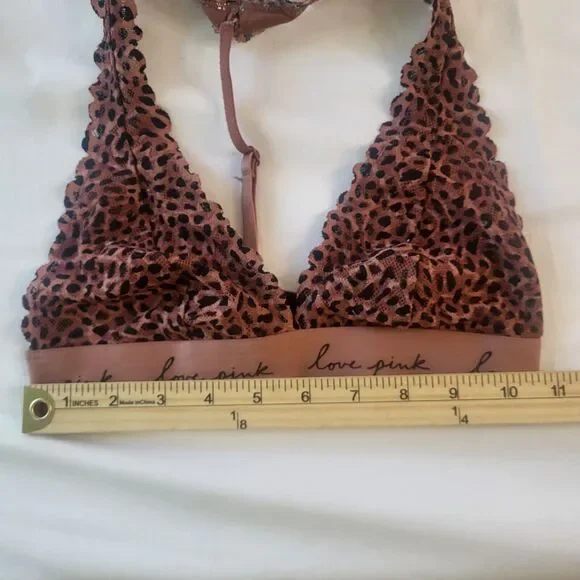Victoria Secret PINK Women Bra Small Lepoard Bralette Strappy Lace Lightly Lined - Picture 6 of 6